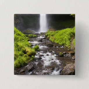 Blurred Waterfall and River 15 Cm Square Badge
