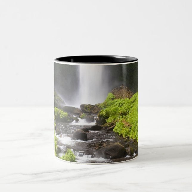 Blurred Waterfall and River Two-Tone Coffee Mug (Center)