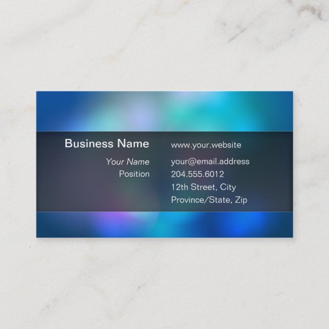 Blurry Colours Black Transparent Box Business Card (Front)