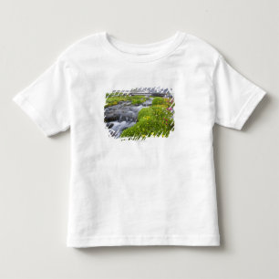 Blurry River with Yellow White Pink Wildflowers Toddler T-Shirt