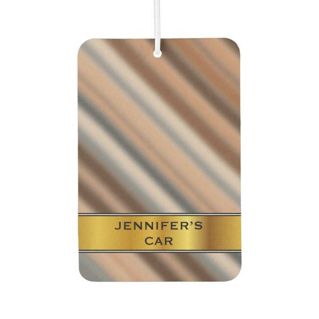 Blurry Rustic Inspired Stripes Pattern & Name Car Air Freshener (Front)