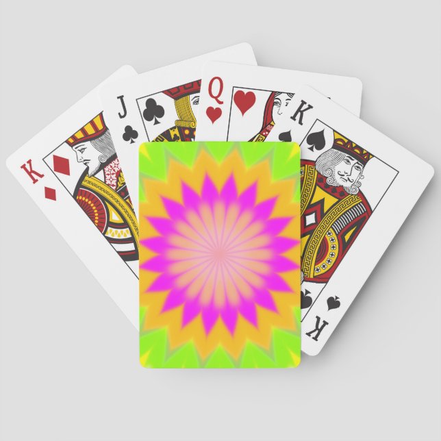 Blurry Vibrant Bursting Flower-Like Pattern Playing Cards (Back)