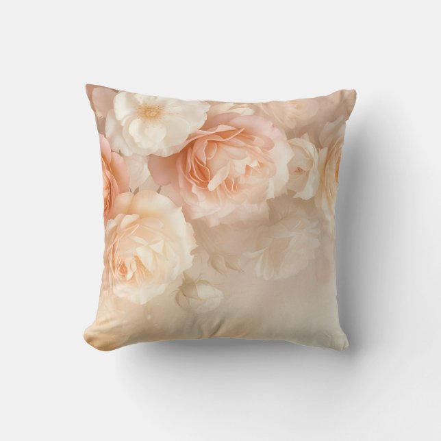 Blush 3 D Watercolor Roses Cushion (Front)