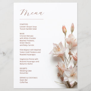  Blush 3D Boho Flowers White Menu