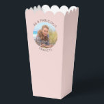 Blush 40 & Fabulous Photo Favour Box<br><div class="desc">Create your own personalised circle photo popcorn favour boxes for her 40th birthday party. Customise the solid soft pink blush background colour or the black thin line text colour to match your photo. If you change the font type or size, you can fine tune the curvature of the text in...</div>
