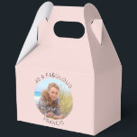 Blush 40 & Fabulous Photo Favour Box<br><div class="desc">Create your own personalised circle photo large gable favour boxes for her 40th birthday party. Customise the solid soft pink blush background colour or the black thin line text colour to match your photo. If you change the font type or size, you can fine tune the curvature of the text...</div>