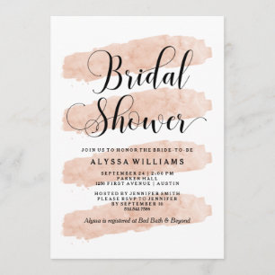 Blush Abstract Stripes Watercolor Bridal Shower Invitation