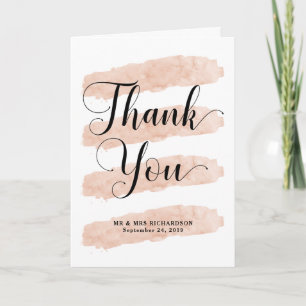Blush Abstract Stripes   Watercolor Thank You Card