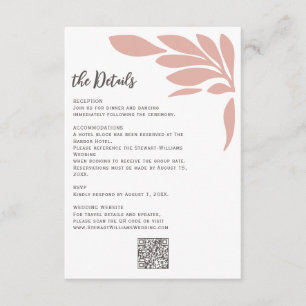Blush Abstract Tropical Floral Leaf Wedding  Enclosure Card