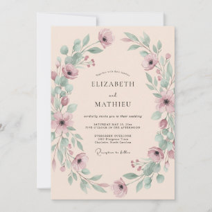 Blush Airy Botanical Wedding Invitation