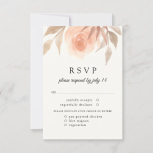Blush airy garden rose Botanical modern wedding RS RSVP Card
