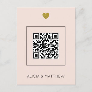 Blush All in One Wedding Invitation with QR Code Postcard