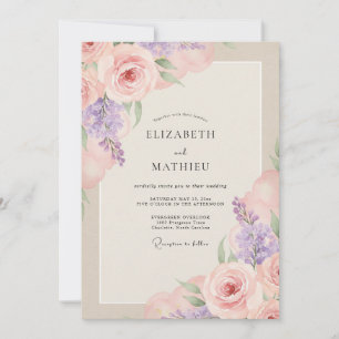Blush Amethyst Painted Wedding Invitation