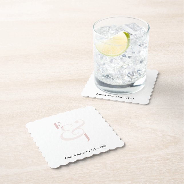 Blush Ampersand Wedding | Cocktail  Paper Coaster (Insitu)