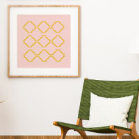 Blush and Amber Yellow Geometric Pattern Art