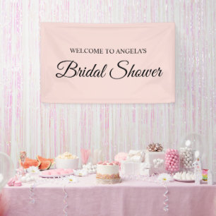 Blush and Black Elegant Script Bridal Shower Banner