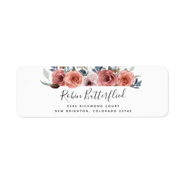 Blush and Blue Blissful Floral Return Address (Front)