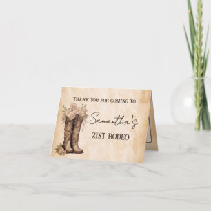 Blush and Boots 21st Birthday Thank you card