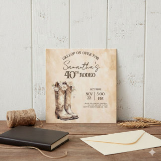 Blush and Boots 40th Rodeo Birthday Party Invitation