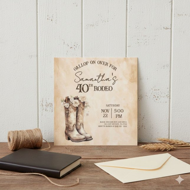 Blush and Boots 40th Rodeo Birthday Party Invitation (Creator Uploaded)