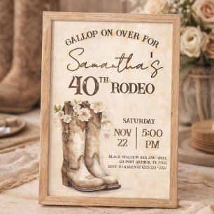 Blush and Boots 40th Rodeo Western Birthday Invitation