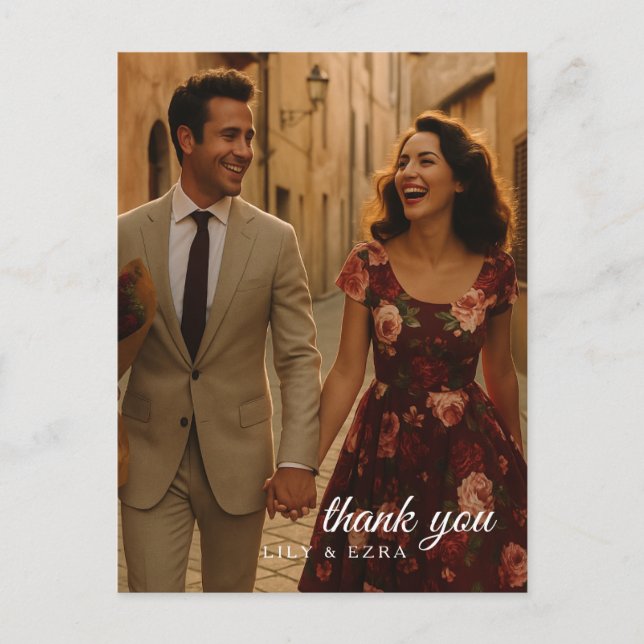 Blush and Burgundy Thank You Card (Front)