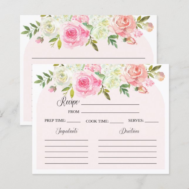 Blush and Cream Bridal Shower Recipe Card (Front/Back)