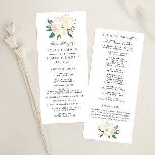 Blush and Cream Floral Bouquet Wedding Ceremony Programme