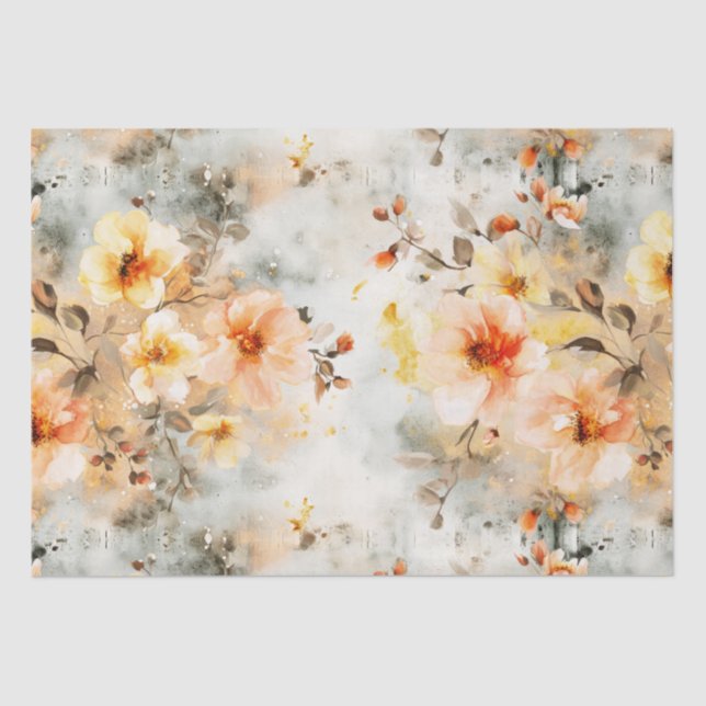 Blush and cream floral pattern tissue paper (Front)