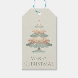 Blush and Cream Layered Watercolor Christmas Tree Gift Tags