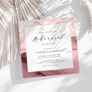blush and gold agate rehearsal dinner invitation