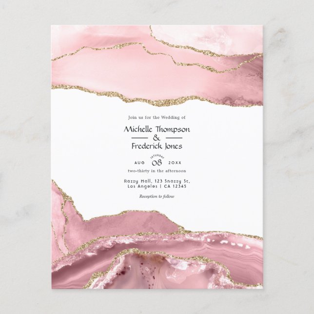 Blush and Gold Agate Wedding Flyer (Front)