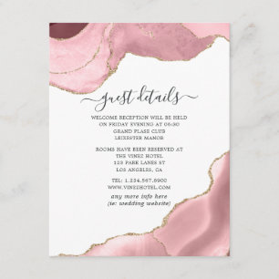 Blush and Gold Agate Wedding Guest Details Enclosure Card