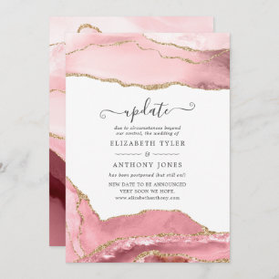 Blush and Gold Agate Wedding Update Invitation