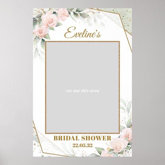 Blush and gold and greenery bridal shower poster (Front)