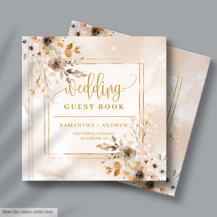 Blush and Gold Boho Fall Floral Wedding Guest Book