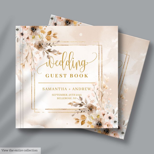 Blush and Gold Boho Fall Floral Wedding Guest Book (Blush and Gold Boho Fall Floral Wedding Guest Book

)