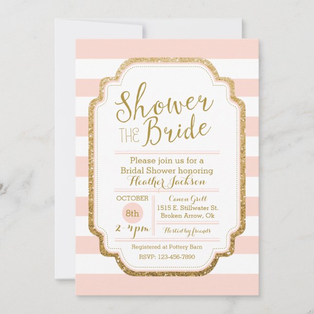 Blush And Gold Bridal Shower Invitation (Front)