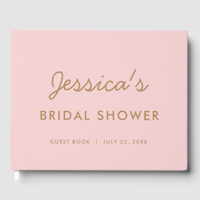 Blush and Gold Cute Modern Bridal Showe Guest Book (Front)