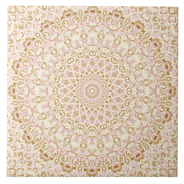 Blush and Gold Decorative Mandala Tile (Front)