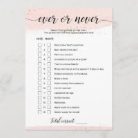 Blush and Gold Ever or Never Birthday Game