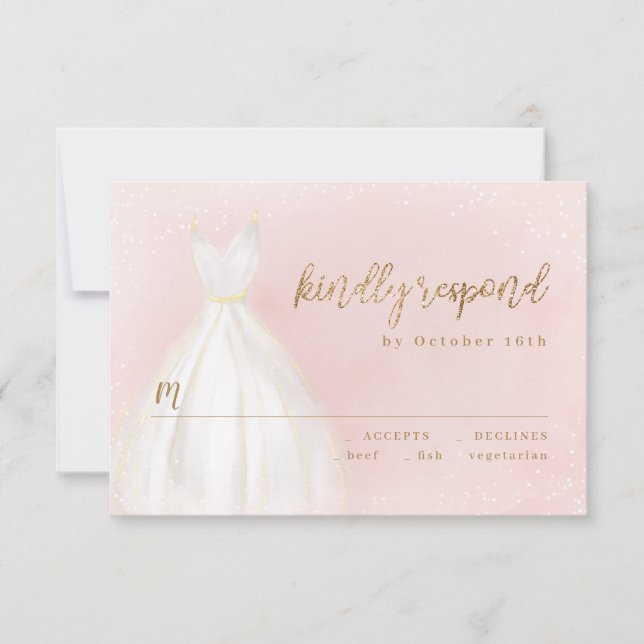 Blush And Gold Glitter Elegant Sparkle Dress RSVP (Front)