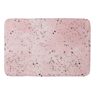 Blush and gold marble terrazzo design bath mat