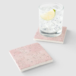 Blush and gold marble terrazzo design stone coaster