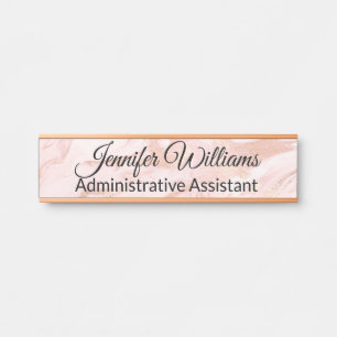 Blush and Gold Marbled Door Name Plate