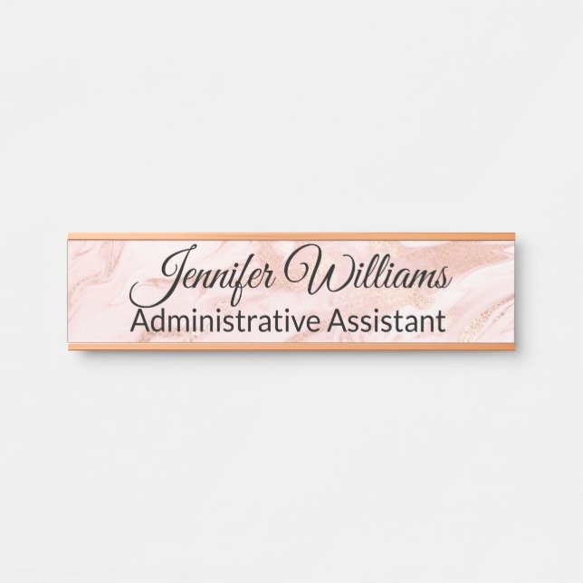 Blush and Gold Marbled Door Name Plate (Front)