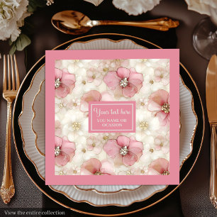 Blush and Gold Napkinс Personalized Elegant Table Napkin