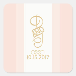 Blush and Gold Rounded Square Stickers