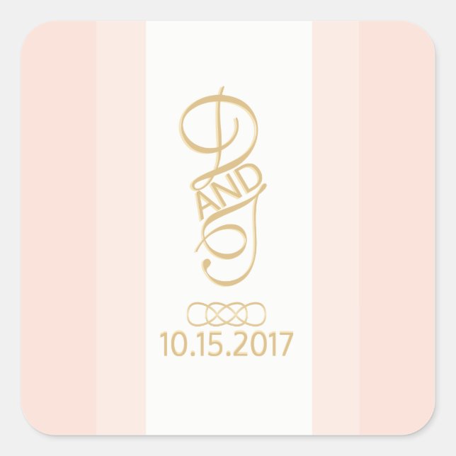 Blush and Gold Rounded Square Stickers (Front)