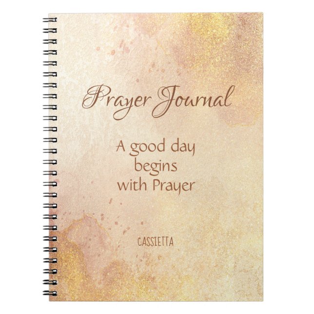 Blush and Gold Splashes Bible Personalized Prayer Notebook (Front)